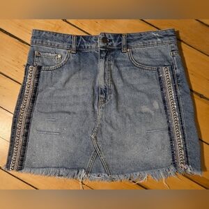 Free People Embellished Denim Mini Skirt, Size 10